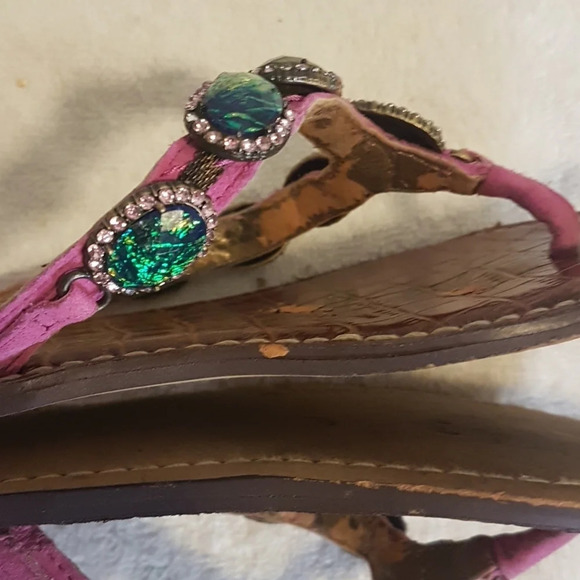 Sam Edelman  jewel embellished leather flip flops - Picture 11 of 12